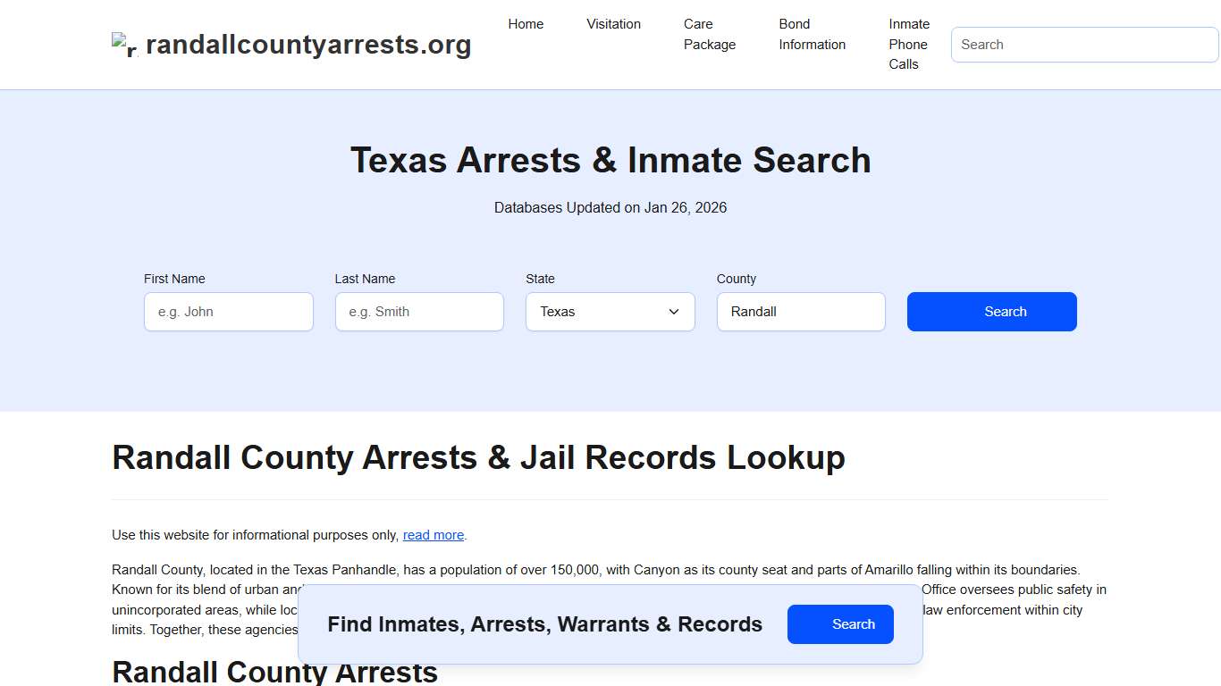 Randall County, TX Arrests, Warrants, Police Records Search
